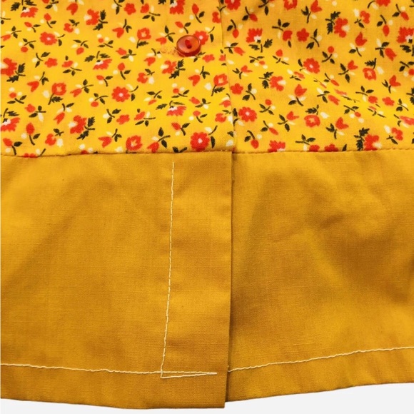 Vintage 70's Growing Girl Perma-Prest Shirt Girls Size 8 Retro Hippy Floral Boxy - Picture 15 of 16